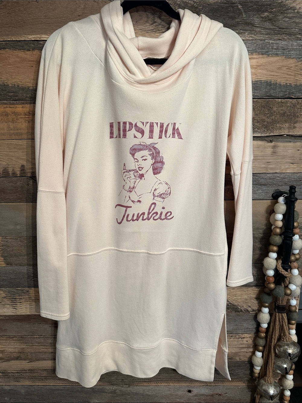 Free people , Lipstick Junkie Graphic Hooded Tunic - Blush Pink